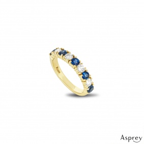 Asprey Yellow Gold Sapphire & Diamond Half Eternity Ring